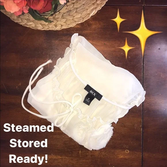 Flutter Sleeve Sheer Chic Cream Blouse Top - Picture 12 of 16